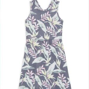 Sol Angeles Girls Tropicali Cross-Back Tank Dress 4T Gray Pink Tropical Print